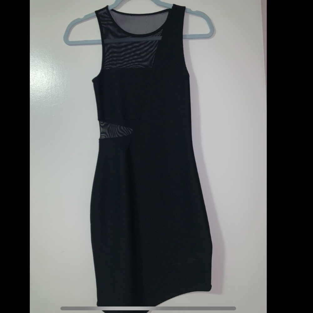 Express Bodycon Black Dress with mesh cutout